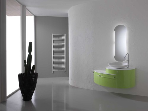 FOSTER green gloss vanity with backlit mirror