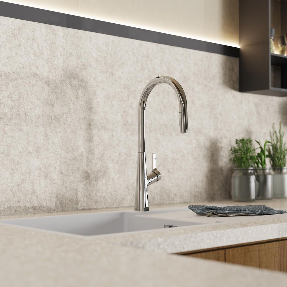 Wasserwerk chrome kitchen faucet mounted on a sink